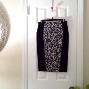 Attention, Black And White Color Block Pencil Skirt